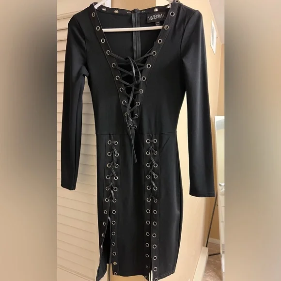 Sexy Lace Up Mini Dress - Picture 1 of 4